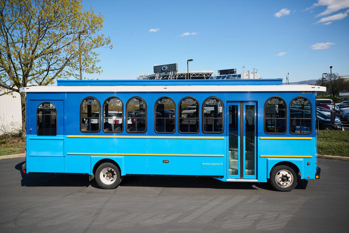 Trolley parked in front of Beaver Stadium